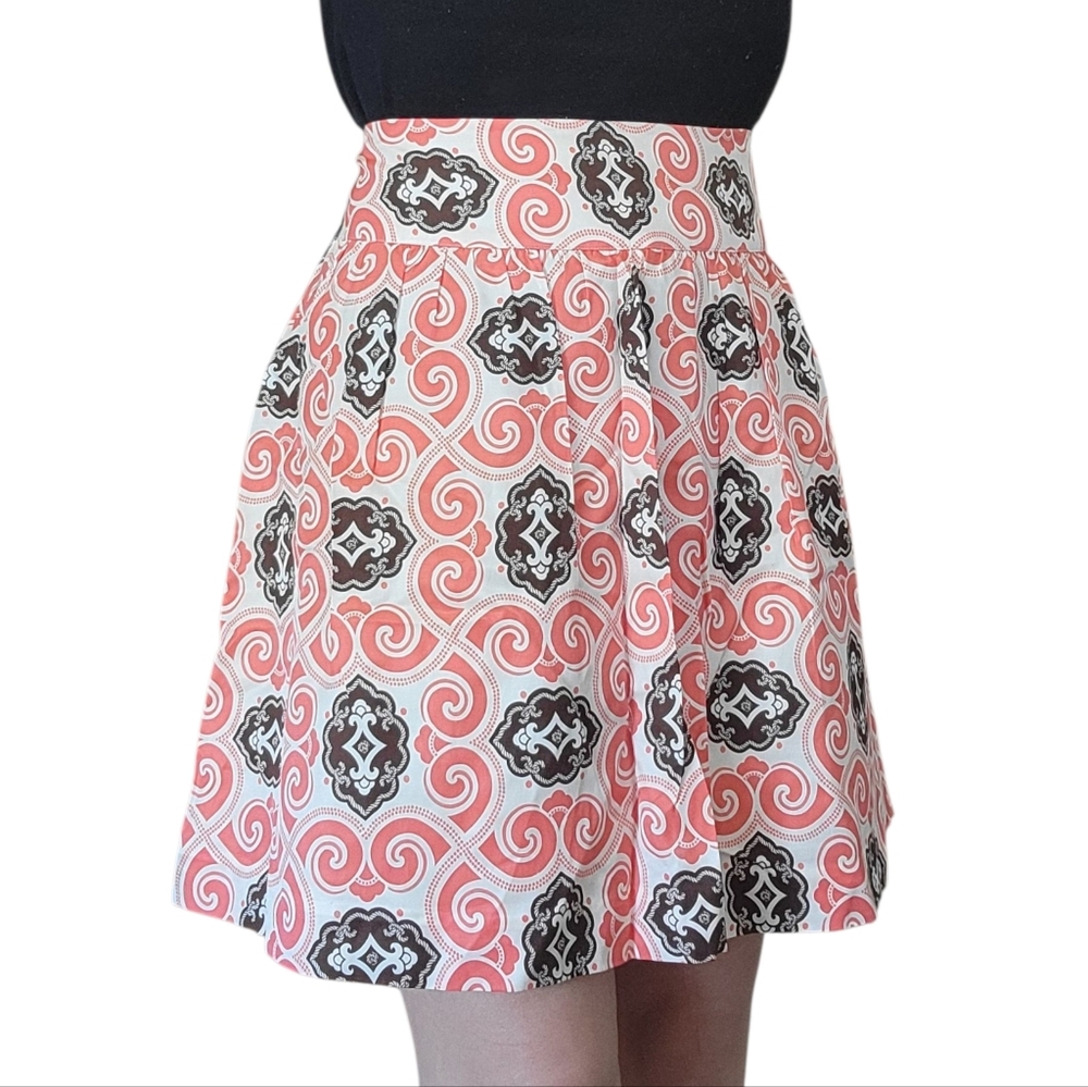 NEW Vineyard Vines Silk Cotton Skirt Medallion Wave Pleated Sz.8